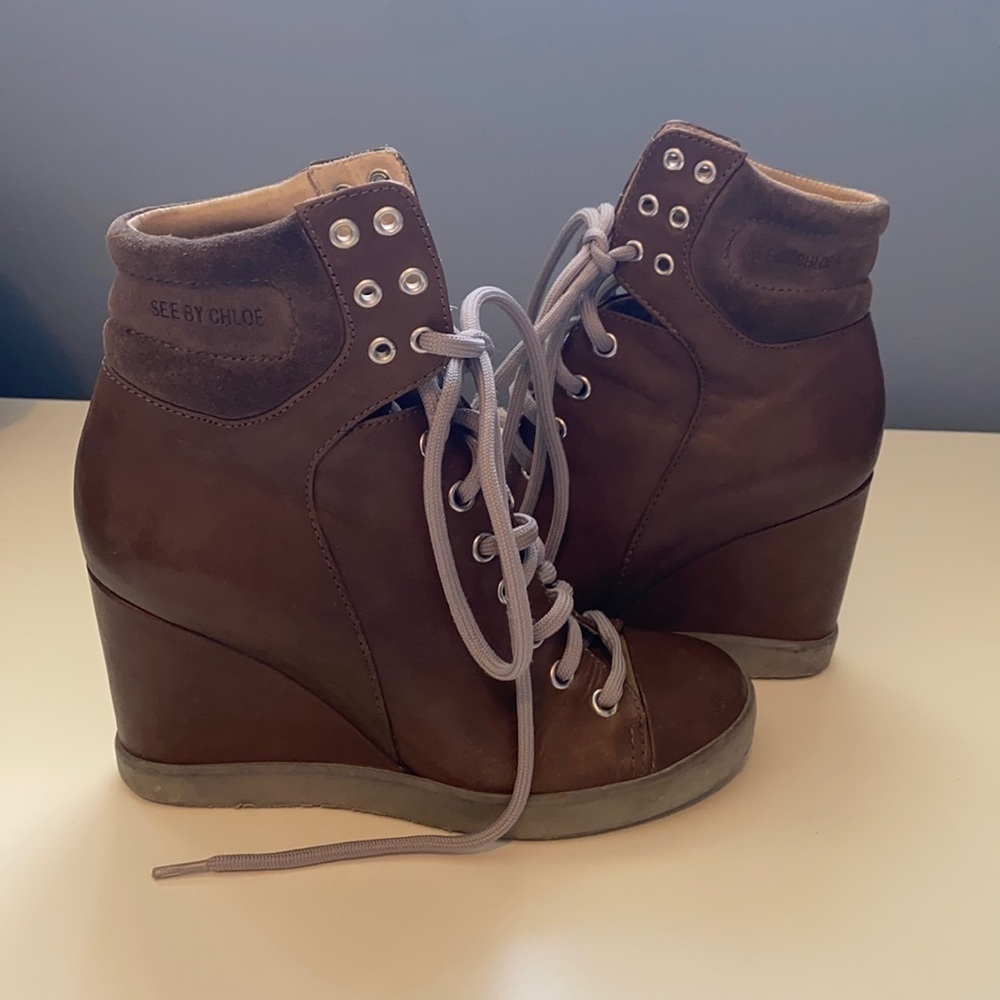 SEE BY CHLOE lace up wedge sneakers